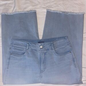 NYDJ Light Blue Cropped Fringe-Hem Jeans